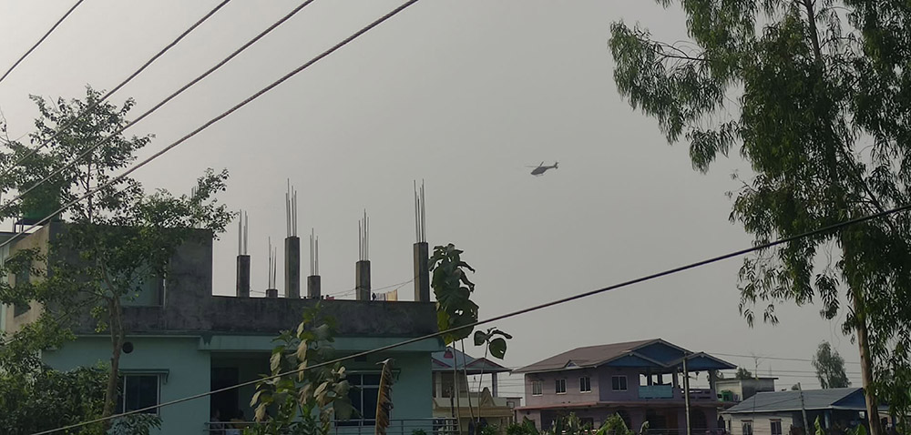 झापा–५ मा निर्वाचन सुरक्षाका लागि नेपाली सेनाद्वारा हवाई गस्ती सुरु